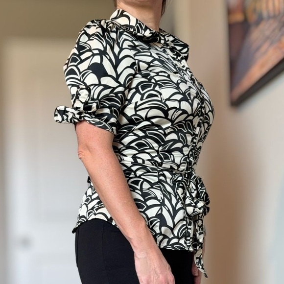 Mixit Tops - Mixit Black and White Patterned Button Down Shirt